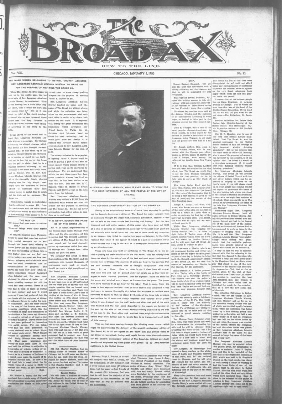 Front page of The Broad Ax, January 3, 1903