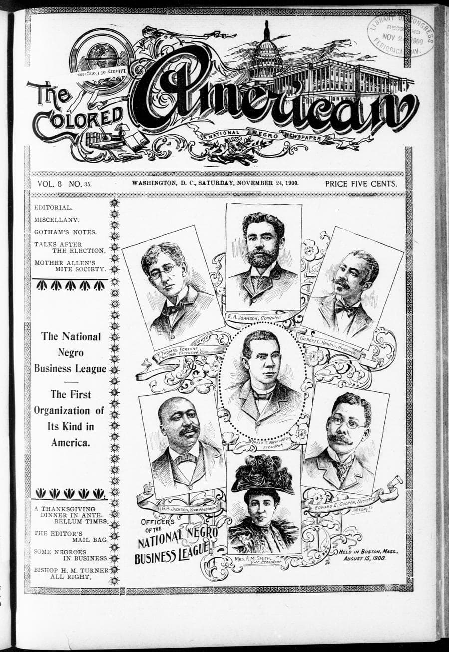 Front page of The Colored American, Washington, November 24, 1900