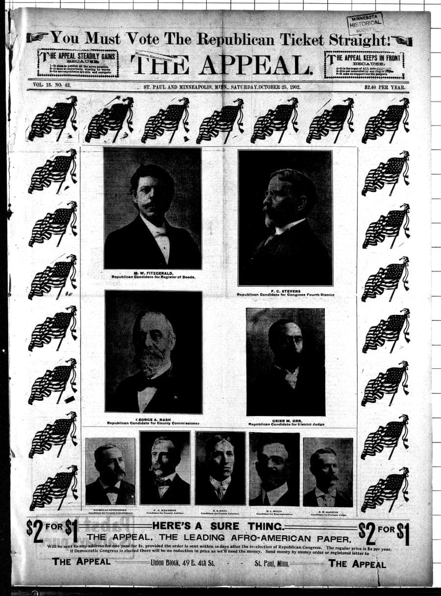 Front page of The Appeal, Saint Paul, October 25, 1902